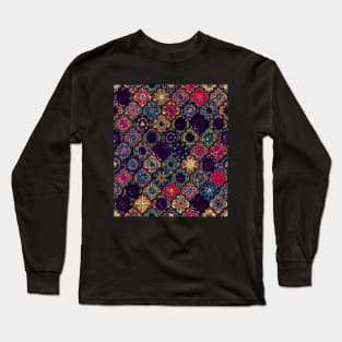 Moroccan Tile pattern, metallic Long Sleeve T-Shirt